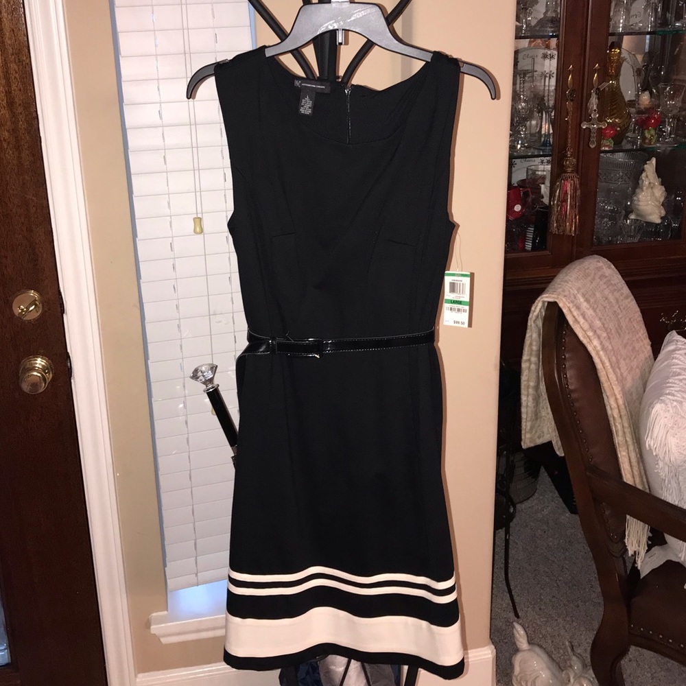 INC Black with white stripes dress